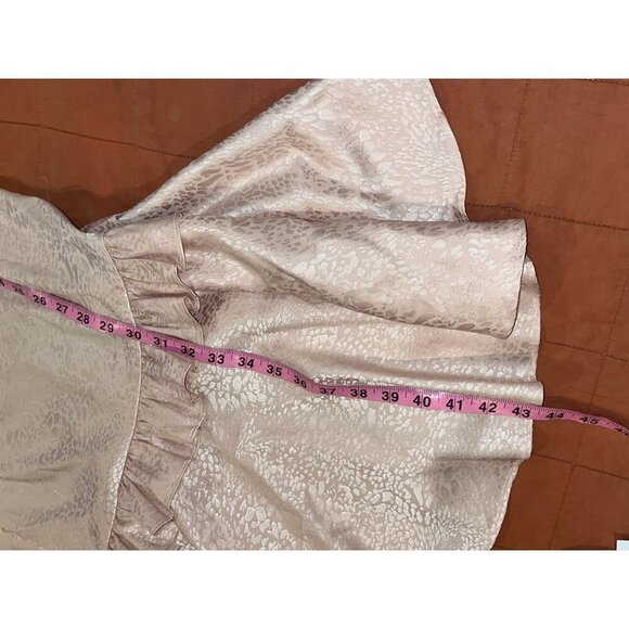 Saylor Dress Pink Maxina Jacquard Sleeveless Ruffles Tiered V-Back Midi Size M - Picture 7 of 9